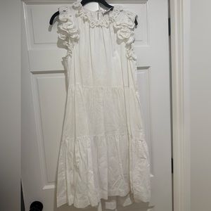 Sea White Ruffled Dress